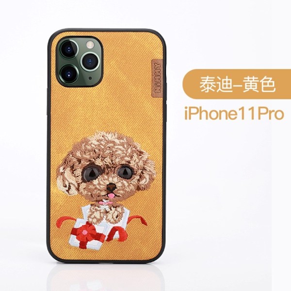 Nimmy Sött husdjur iPhone 11 Pro Broderat fodral - Gul Gul