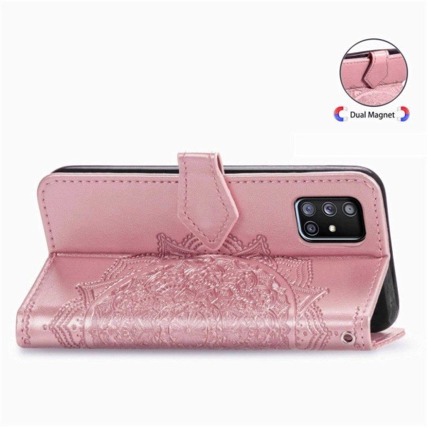 Mandala Samsung Galaxy A51 5G Flip Etui - Rødguld Pink