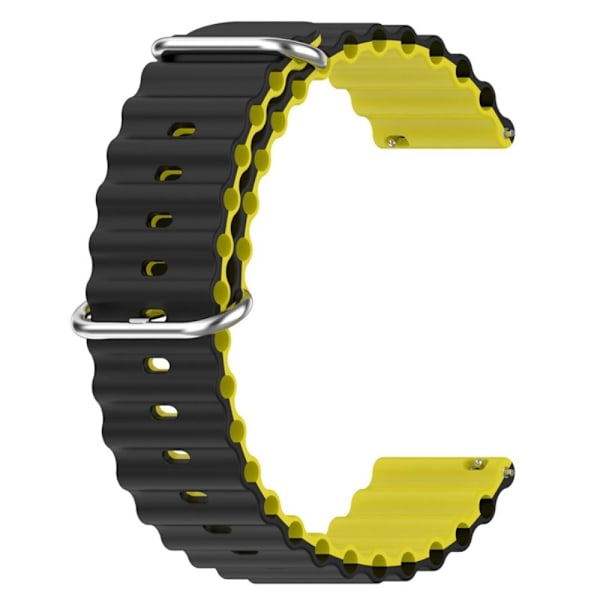 20 mm universel tofarvet silikone-urrem - Sort / Gul Yellow