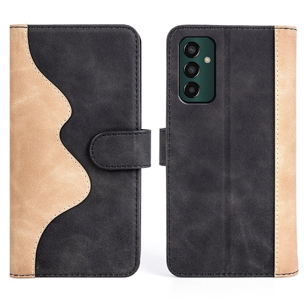 To Farvet Læder Flip Case til Samsung Galaxy M13 4g - Sort Black