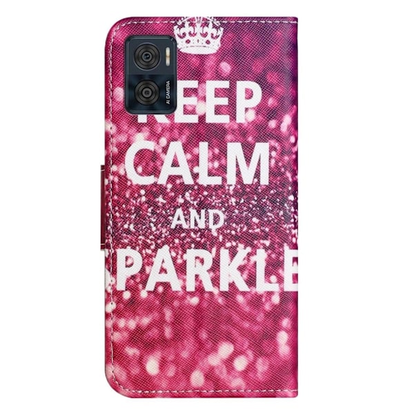 Wonderland Motorola Moto E22i / E22 Flip Etui - Keep Calm og Sparkle Red