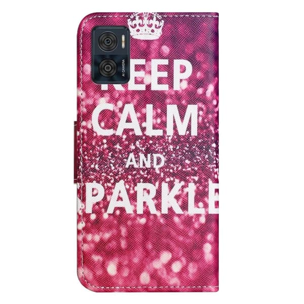 Wonderland Motorola Moto E22i / E22 Läppäkotelo - Keep Calm And Sparkle Red