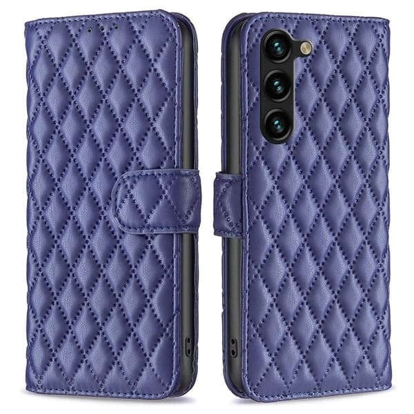 Rhombus mat Samsung Galaxy S23 Plus flip etui - Blå Blue