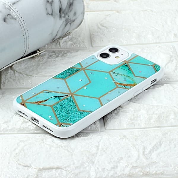 Marble iPhone 11 Pro deksel - Teal diamantfliser og stjerner Green