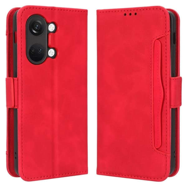 Stilfuldt Læder Etui med Pung til OnePlus Ace 2v - Rød Red