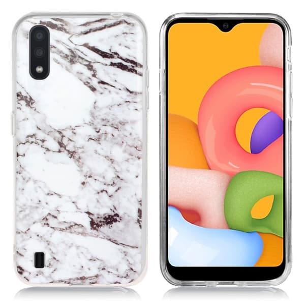 Marmormotiv Samsung Galaxy A01 skal - Grå Marmor Silvergrå