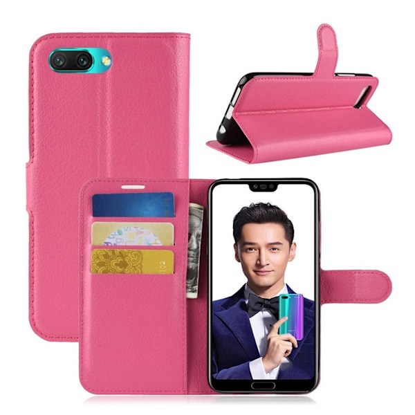 Huawei Honor 10 Liitsihedelmän Jyvä Nahka Lompakko Suojakotelo - Ruusu Pink