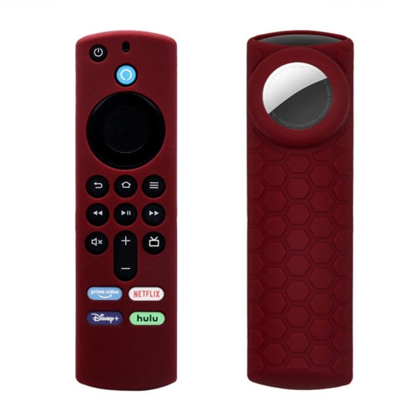 2-i-1 Amazon Fire TV Stick 4K (3:e) / AirTag silikonöverdrag - R Röd
