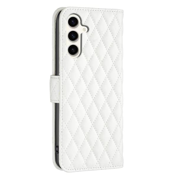Matt Samsung Galaxy S24 FE fodral med rombmönster - Vit Vit