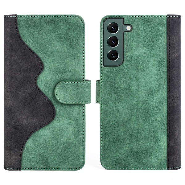 Tvåfärgat Samsung Galaxy S22 Plus fodral i läder - Grön Grön