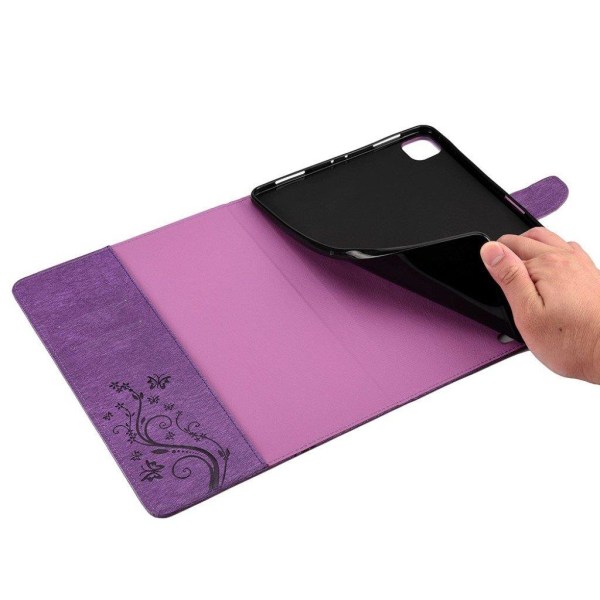 iPad Pro 11 inch (2020) butterfly imprint leather flip case - Pu Purple