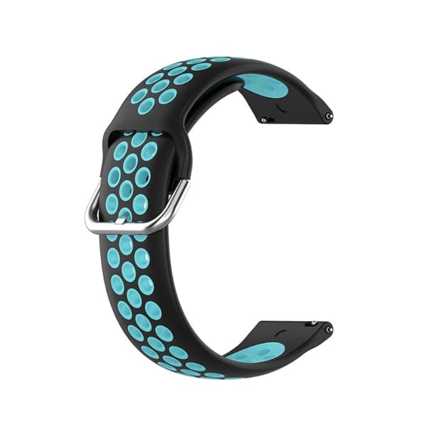 Ticwatch GTX / Pro tofarvet silikone urrem - Sort / Blågrøn Blue
