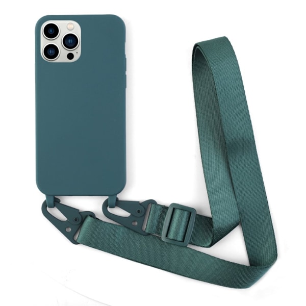 Tyndt TPU etui med mat finish og justerbar strop til iPhone 13 Pro Max - Lysegrøn Green