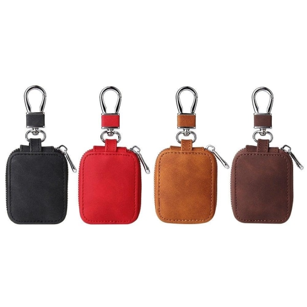 AirPods 3 / 2 / Pro leather storage bag with keychain - Brown Brun