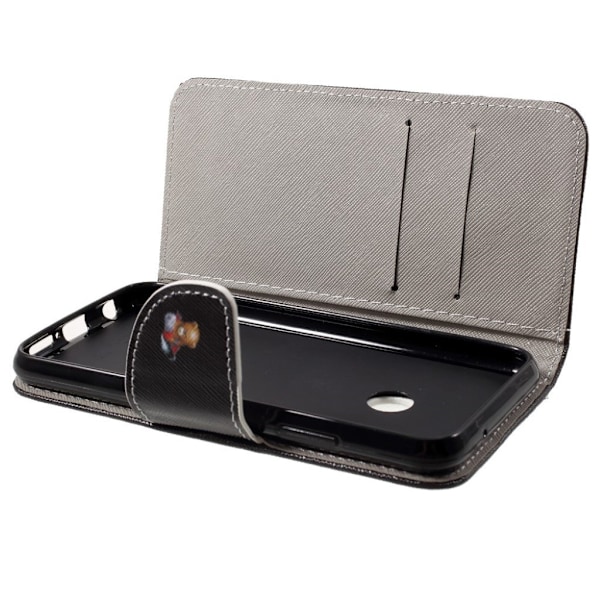 Huawei P20 Lite / Nova 3e mobilfodral i PU skyddar plånbok korthållare sedelförvaring stående läge - Teddybjörn do not touch my phone multifärg