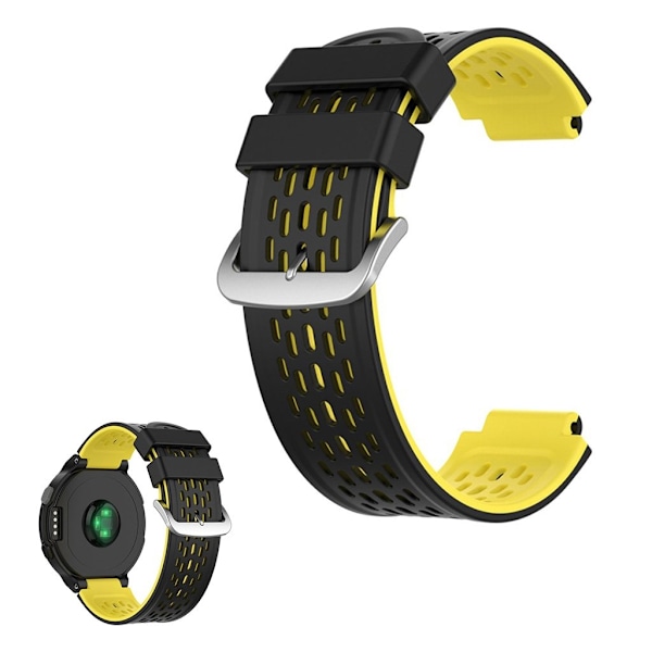 Dobbeltfarvet silikoneurrem til Garmin-enheder - Sort / Gul Yellow