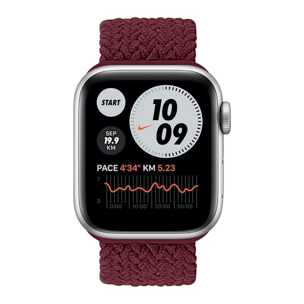Apple Watch Series 8 (41mm) elastisk vævet urrem - Mørkerød / Størrelse: Xl Red
