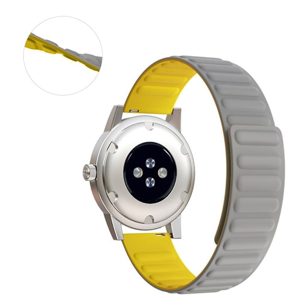 20 mm universal fleksibel silikone-urrem - Grå / Gul Yellow