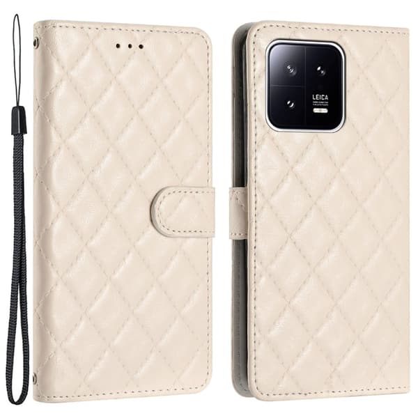 Funksjonelt rombe lommebokdeksel for Xiaomi 13 - Hvit White