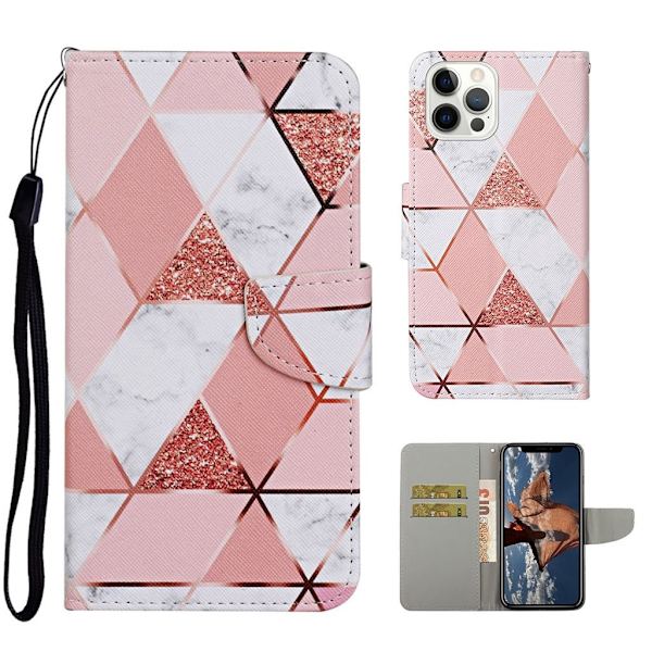 Wonderland iPhone 13 Pro Flippetui - Marbling Mønster Multicolor