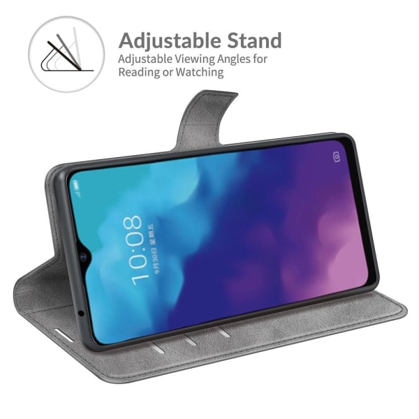 Pung-style Læder Etui til ZTE Blade V30 Vita - Grå Silver grey