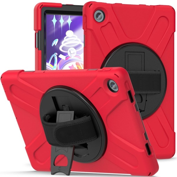 Lenovo Tab M10 Plus (Gen 3) 360 graders vridbart silikonskydd med handrem - Röd Röd