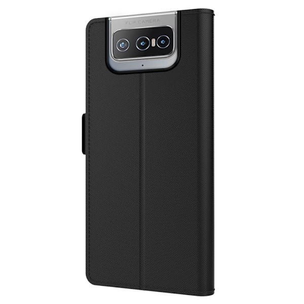 Phone Etui med Make-up Mirror og Slick Design til ASUS Zenfone 8 Flip - Sort Black