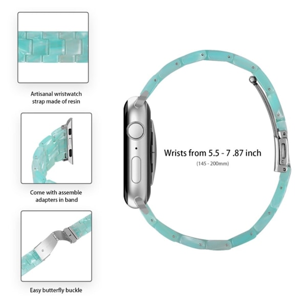 Klockarmband med 3 pärlor i resin och genomskinligt fodral för Apple Watch Series 3/2/1 42mm - Smaragdgrön Grön