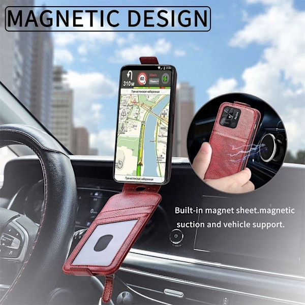 Vertical Flip Phone Suojakotelo With Zipper For Xiaomi Redmi 10C - Punainen Red