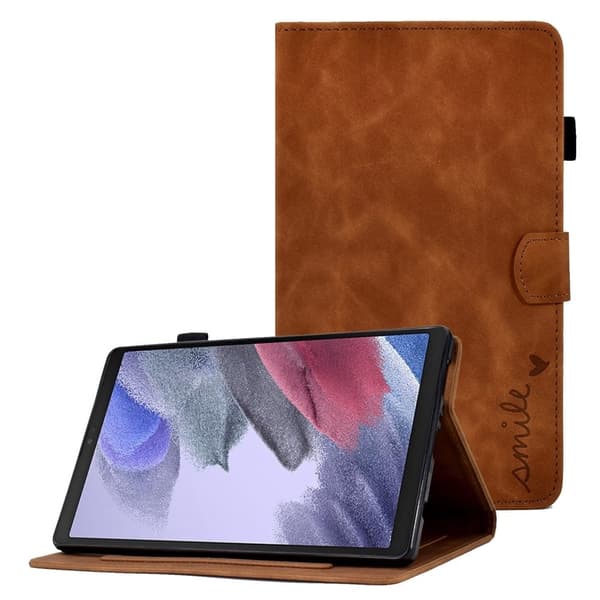 Samsung Galaxy Tab A7 Lite läderfodral med flip och kortfack - Brun Brun