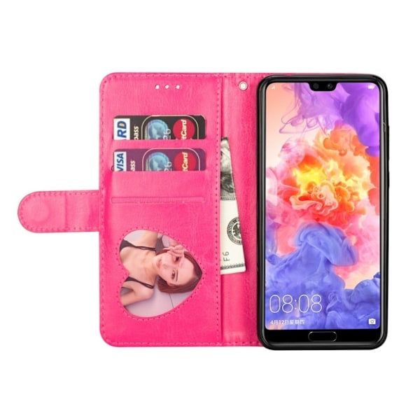 Zipper läder Huawei P20 Pro fodral med plånbok - Rosa Rosa