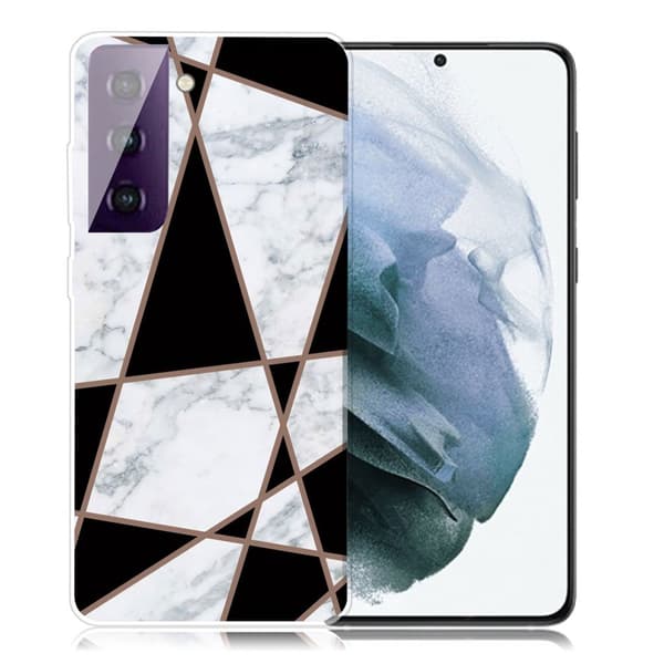 Marble Samsung Galaxy S21 Plus Etui - Fragment Black and White Marble Multicolor
