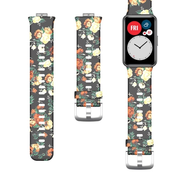 Huawei Watch Fit patterned silicone watch band - Rose multifärg