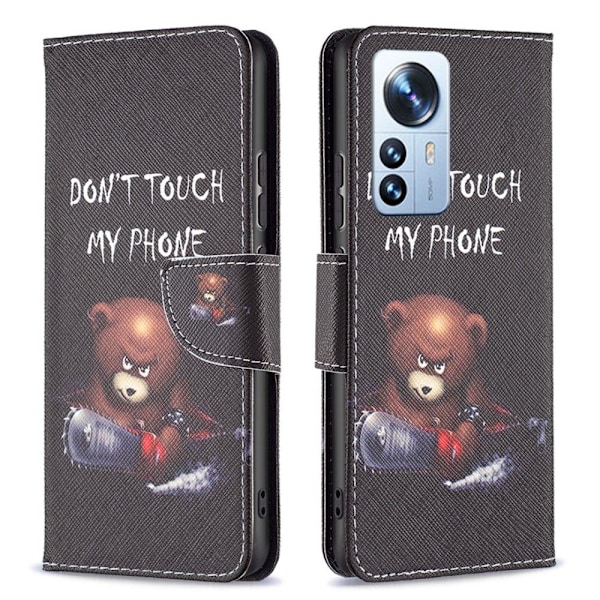 Wonderland Xiaomi 12 Pro flip kuoret - Karhu Black