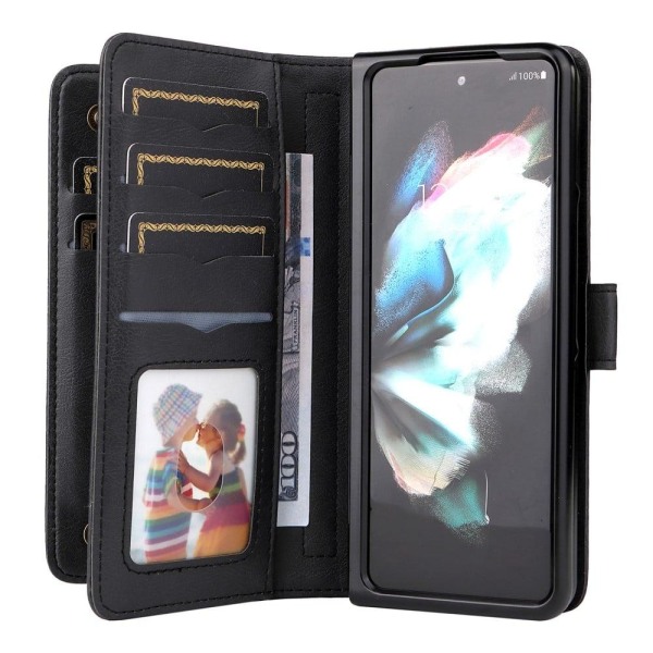 10-slot Lompakko Suojakotelo For Samsung Galaxy Z Fold3 5G - Musta Black