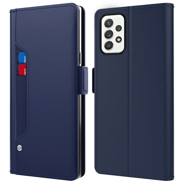 Phone Suojakotelo With Make-up Mirror And Slick Design For Samsung Galaxy A72 5G - Sininen Blue