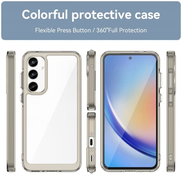 Samsung Galaxy A35 älykäs akryylikansi - Läpinäkyvä Harmaa Silver grey