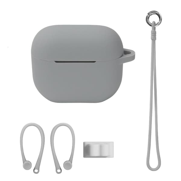 AirPods 3 oppbevaringsveske i silikon med tilbehør - Grå Silver grey