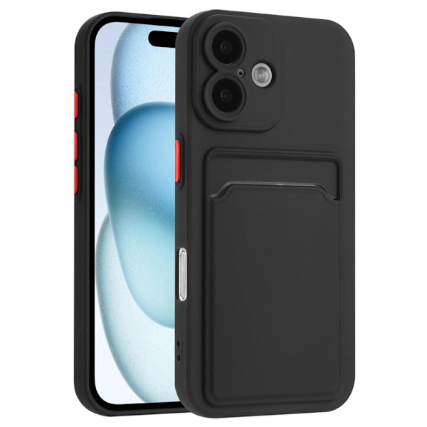 Kortholder cover til iPhone 16 - Sort Black
