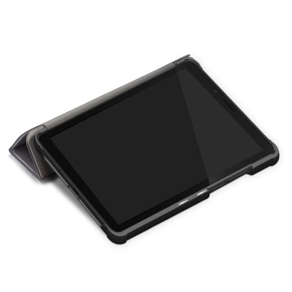 Lenovo Tab M7 tredubbelt hållbart flipfodral i läder - Grå Silvergrå