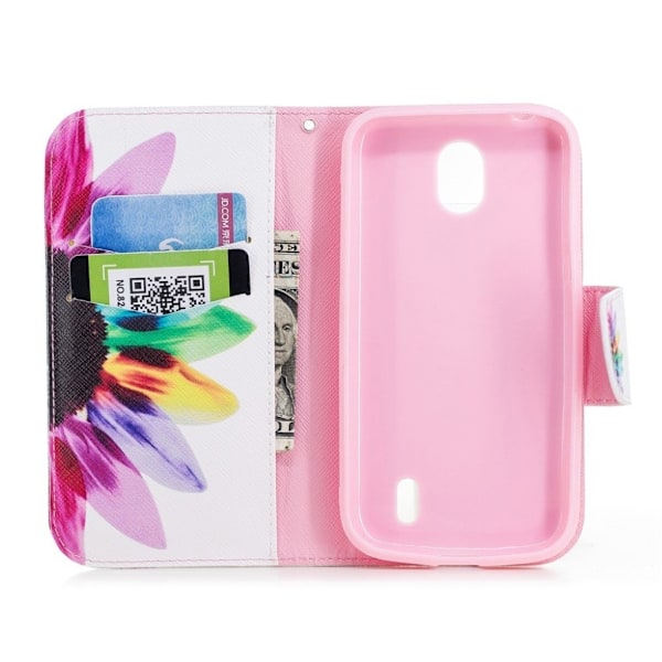 Nokia 1 mønstret læder flip etui - Farverige Blomster Multicolor