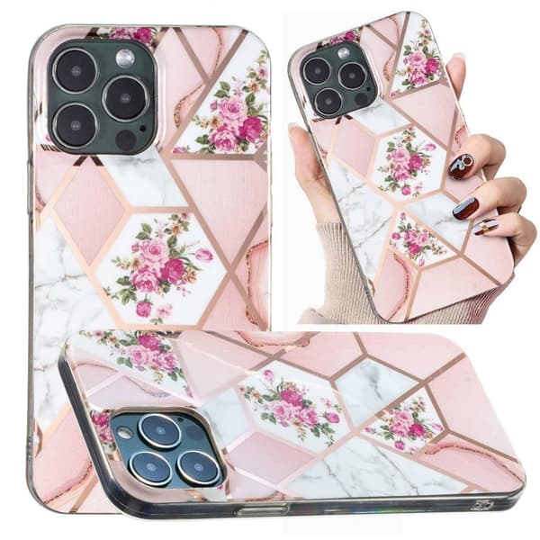 Marble iPhone 14 Pro Suojakotelo - Pinkki / White Rose Pink