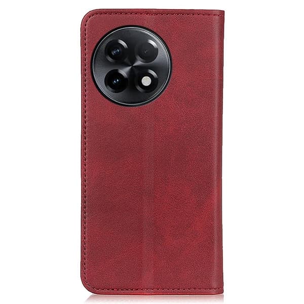 Flip Etui med Pung i Ægte Læder til OnePlus 11R / Ace 2 - Rød Red