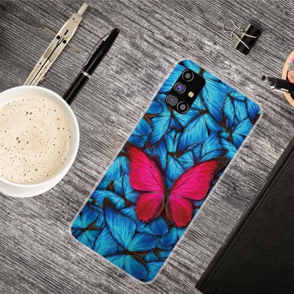 Deco Samsung Galaxy M51 Etui - Rød Sommerfugl Red
