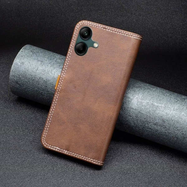 BINFEN kaksivärinen nahkakotelo Samsung Galaxy A04 - Kahvi Brown