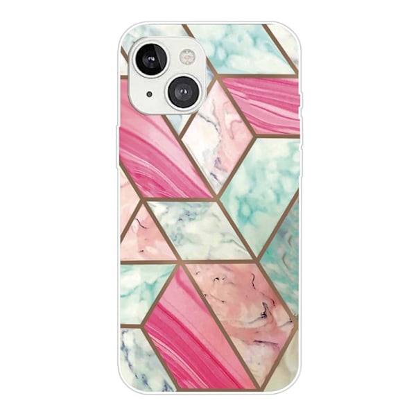 Marmormotiv iPhone 14 skal - Färgglad Marmorplatta multifärg