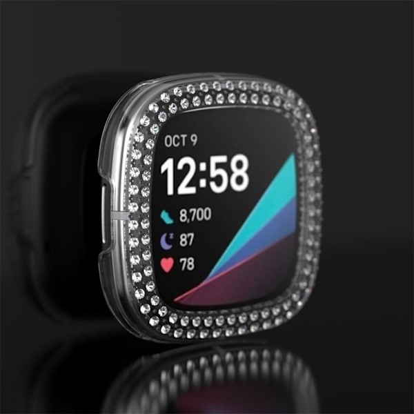 Fitbit Versa 3 / Sense strassram med dubbla rader - Transparent Transparent