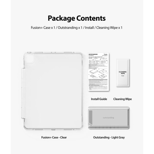 Ringke Fusion and Combo W Outstanding iPad Pro 2021 12.9inch - Clear (Light Gray 1P) Transparent