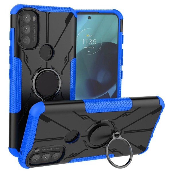 Kickstand-cover med magnetisk plade til Motorola Moto G71 5G - B Blue
