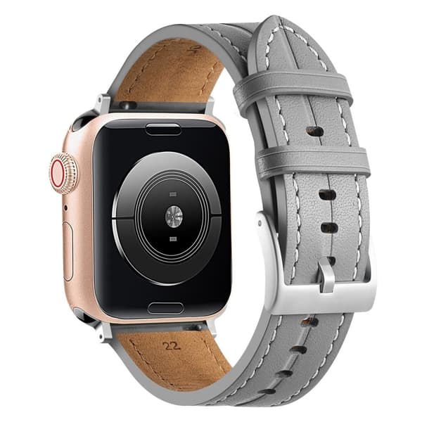 Apple Watch Series 8 (45mm) / Watch Ultra klockarmband i äkta läder - Grå Silvergrå